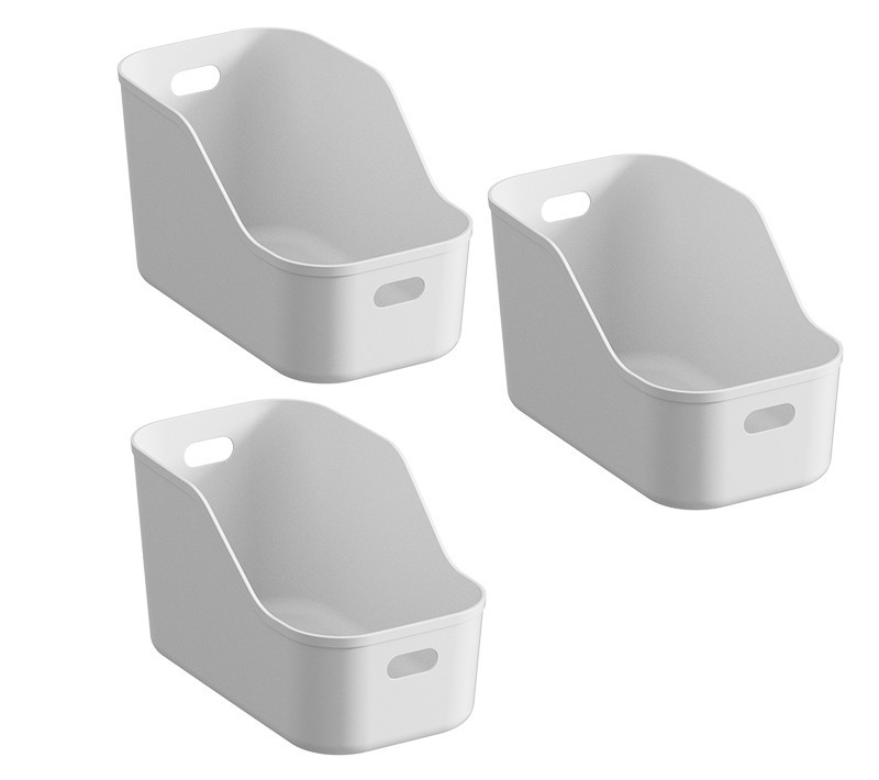 3 Pack NEPA Market White Plastic Bins/Storage Organizer Pantry Basket Bins Med.