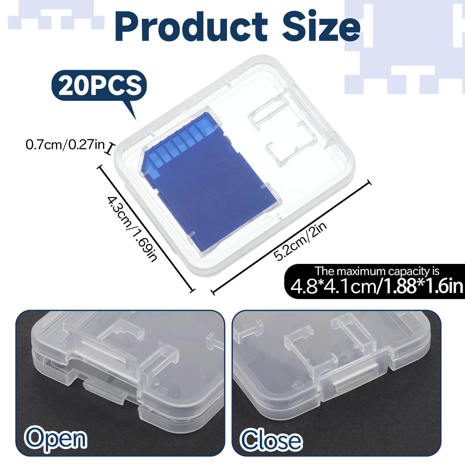 Clear Plastic Memory Card Case, 20 Pcs Transparent SD Card Case