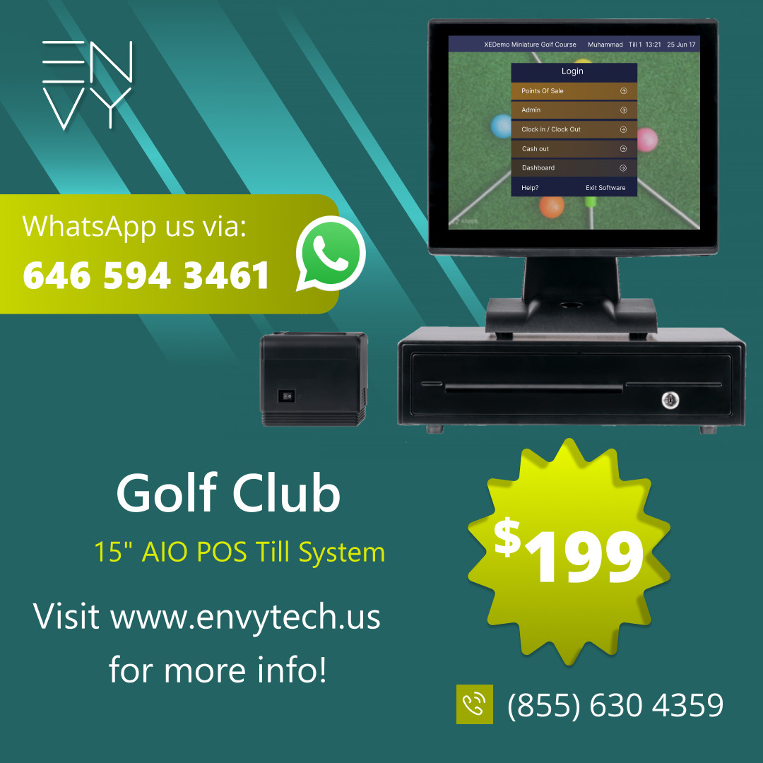 15" Touchscreen POS Cash Register Till System For Golf Clubs