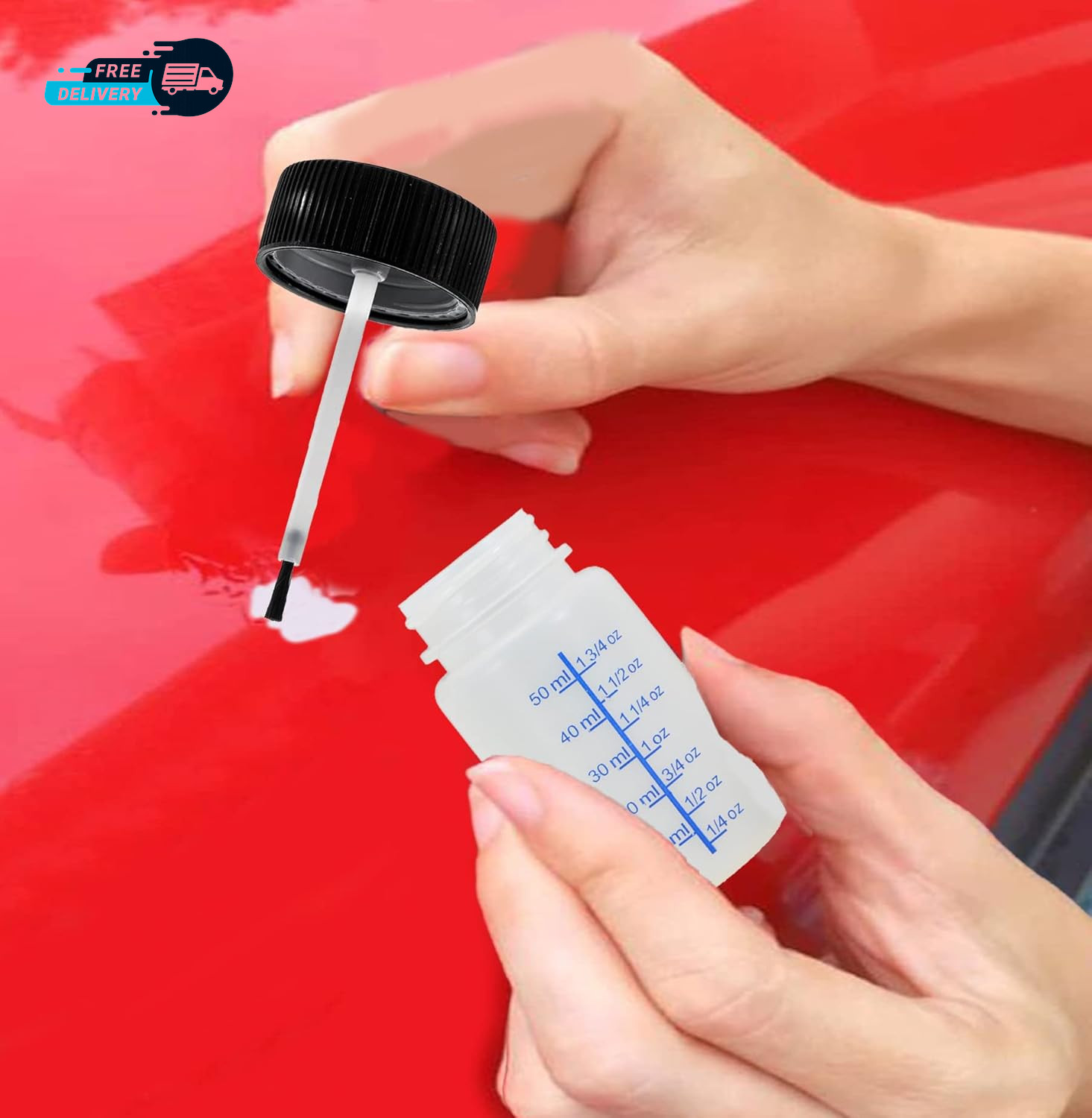 6 Pack 2 Ounce 60Ml Empty Paint Touch up Bottles with Brush Applicator