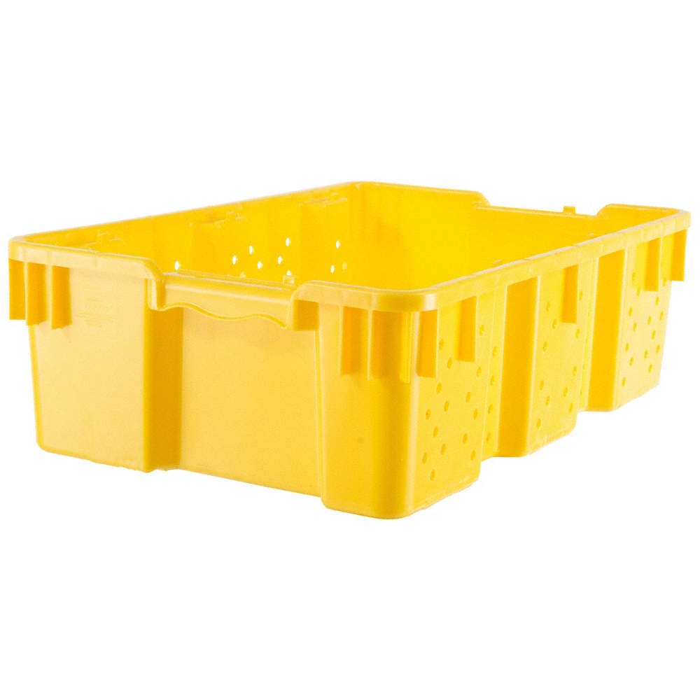 ORBIS SNX2416-7 Ylw Stack and Nest Ctr,Yellow,Vented,Plastic 10E155