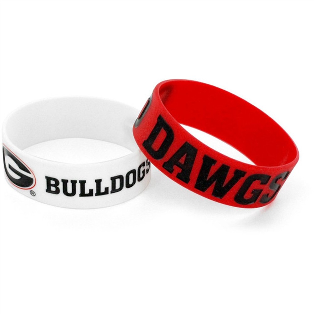Georgia Bulldogs Wide Rubber Wristband - 2 Pack