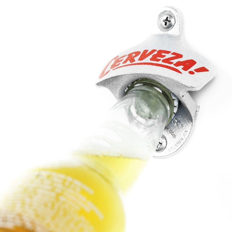 Wall Mounted Bottle Openers with Optional Cap Catcher: Theme Cerveza