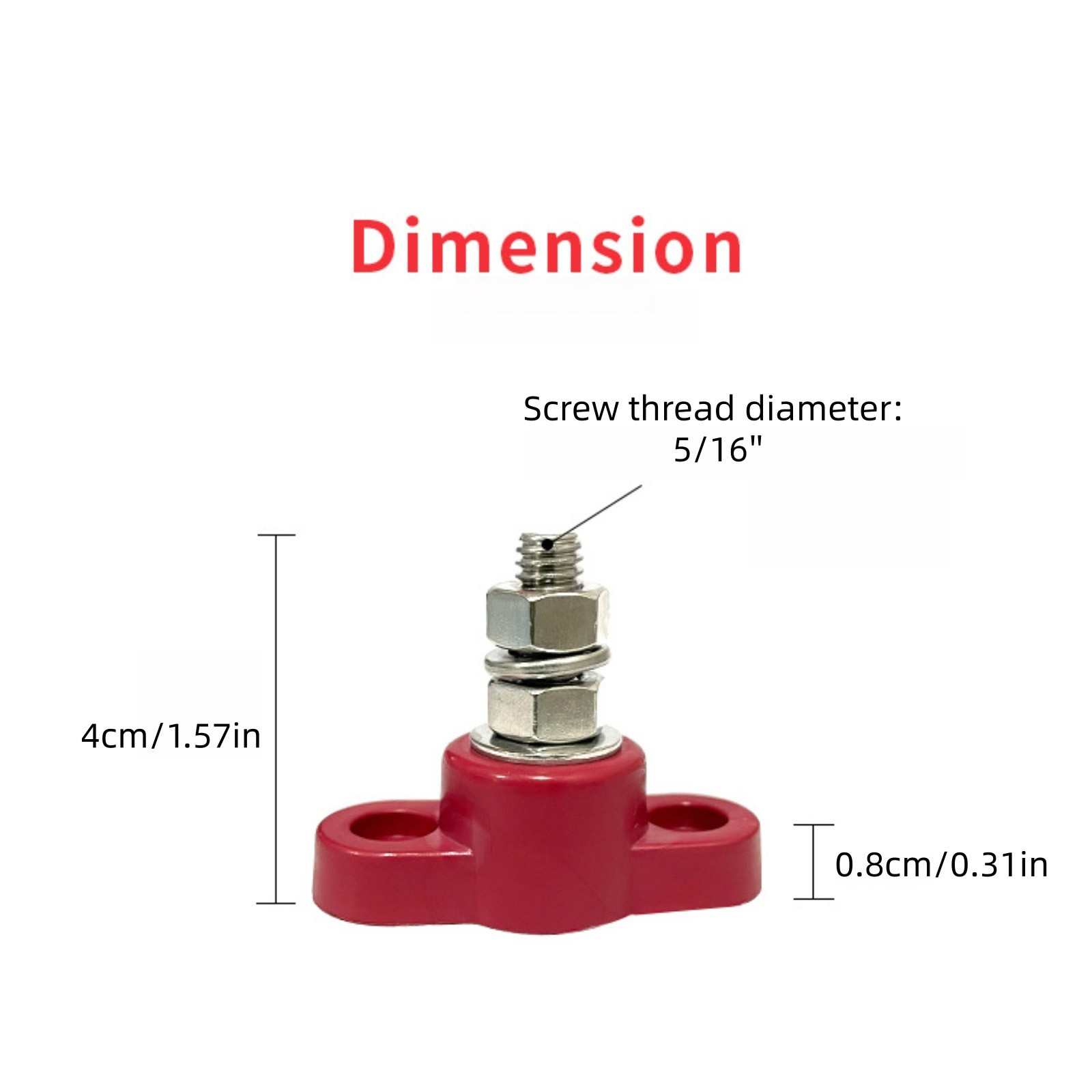 2PCS Heavy Duty Battery Junction Posts, 12V-48V Single Stud for Auto Marine
