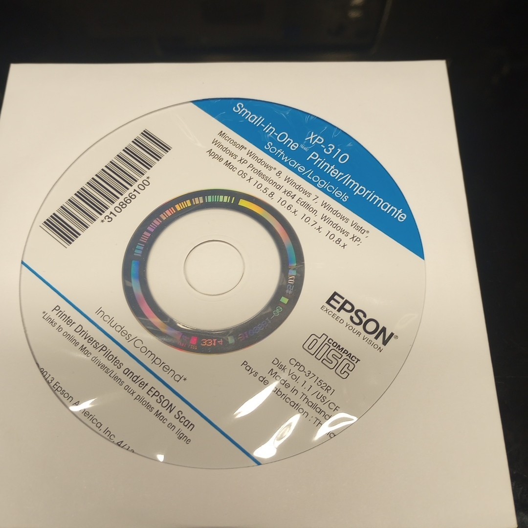 Epson XP-310 Small-in-One Printer Manuals, Quick Guide & Software CD Disc Driver