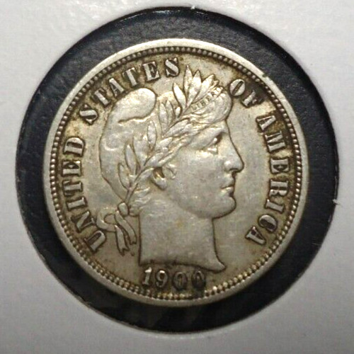 Tough date Choice AU+ 1900 S San Francisco barber silver 10C dime FREE SHIPPING!