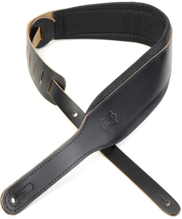 Levy's Amped Leather Series Acoustic Guitar Strap - Black