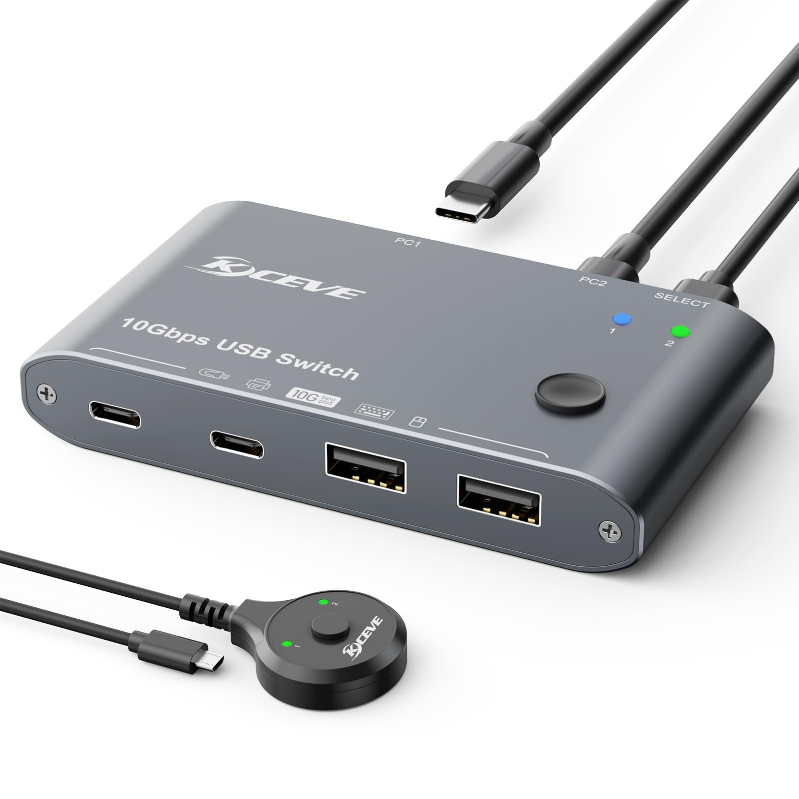 10Gbps USB C Switch 2 Laptops 2 in 4 Out USB 3.2 Switcher 2 Computers Share K...
