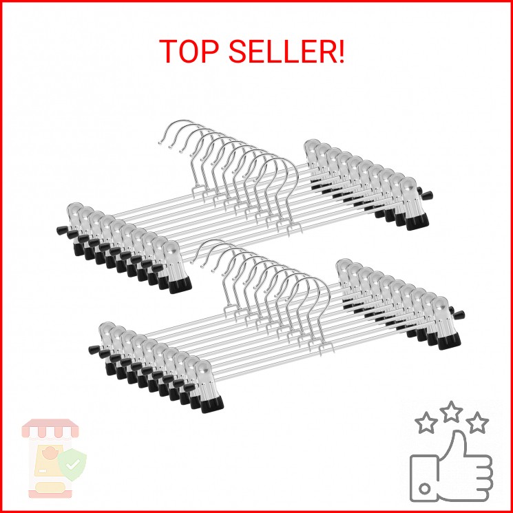 IEOKE Pants Hangers with Clips: 12Pack Skirt Hangers for Women Metal Adjustable