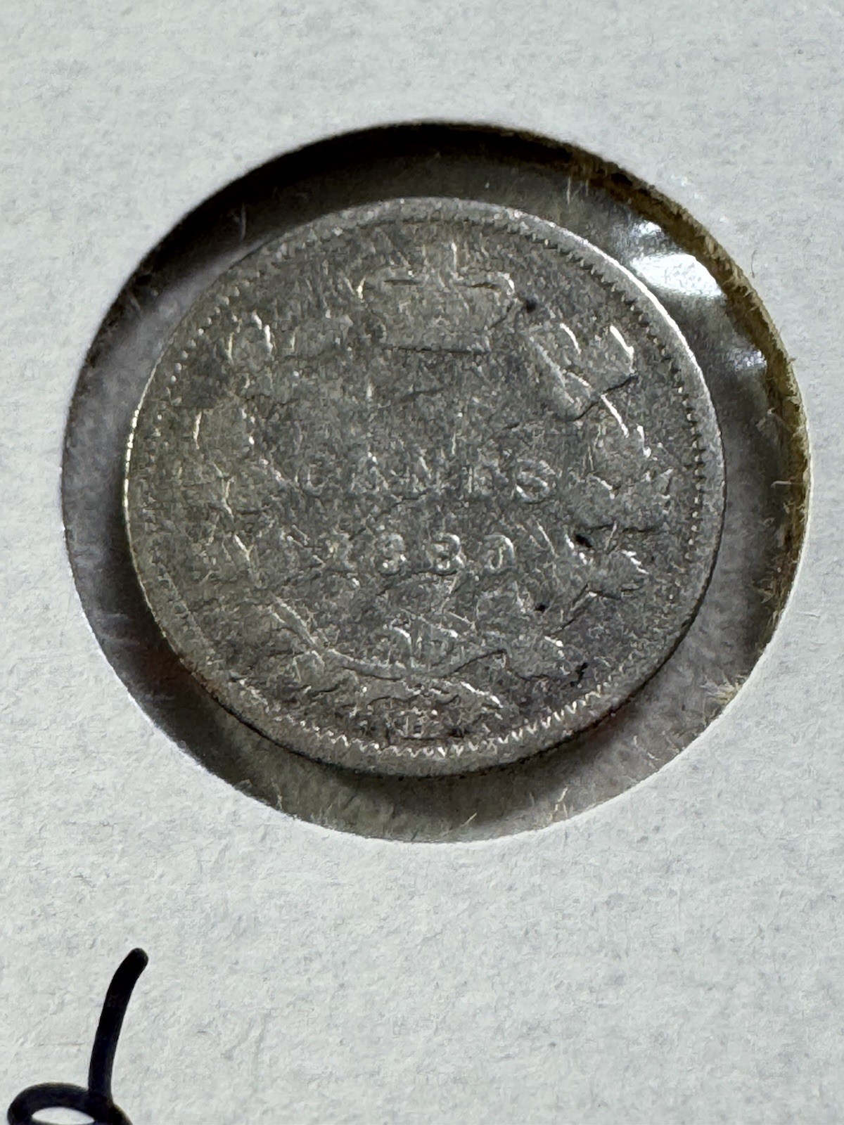 1880-H Canada 5 Cents Small Silver Coin Cleaned
