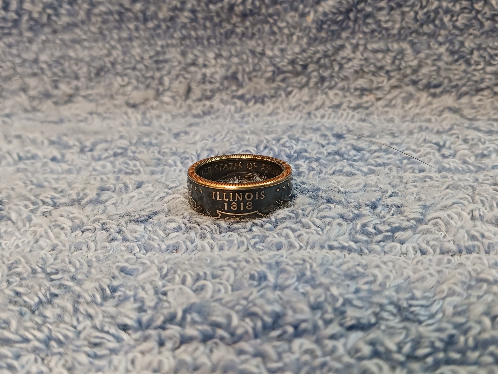 Illinois Handcrafted Washington Quarters coin ring, size 6