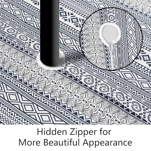 Outdoor Tablecloth with Umbrella Hole and Zipper, 84" x 60" (Rectangular) Boho