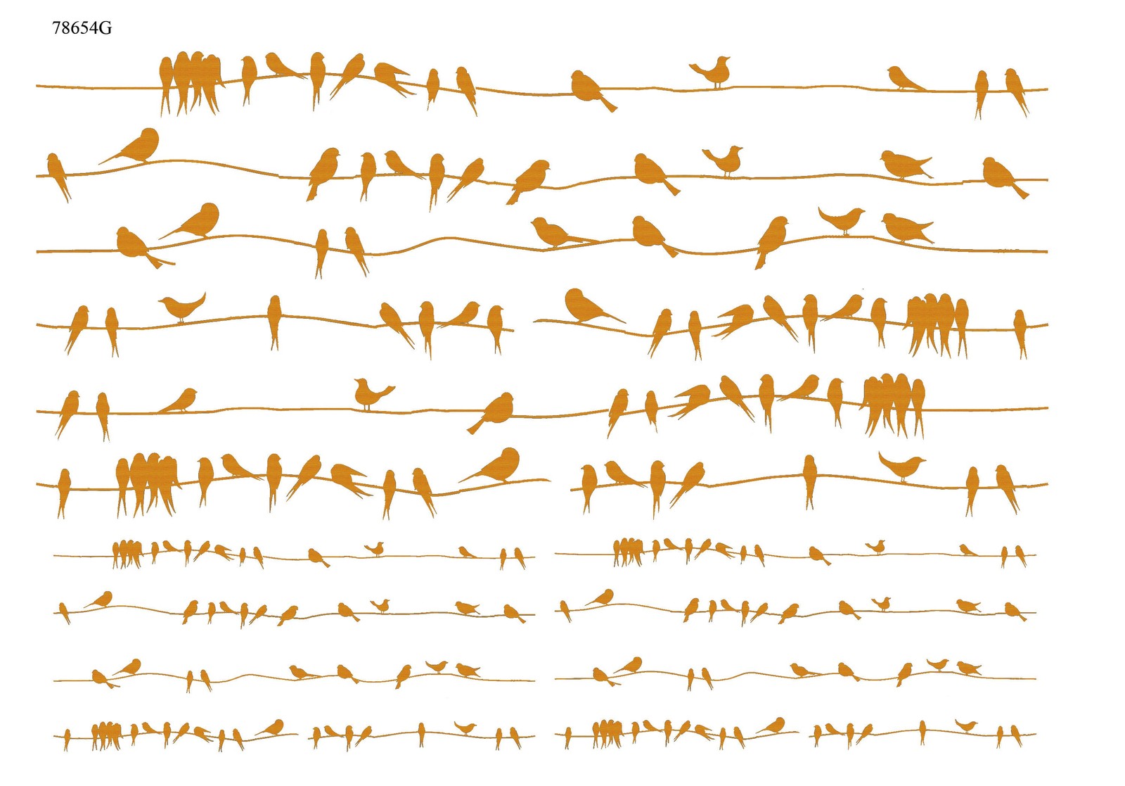 Gold Birds on a Line  ~ 78654G  ~ Yellow Gold - Choose Ceramic or Glass Decal