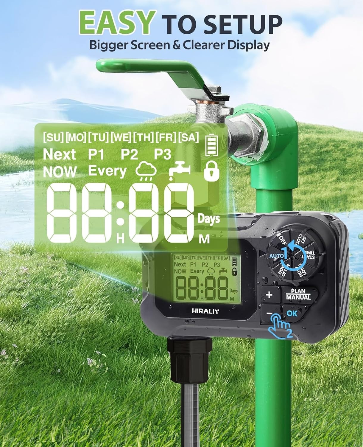 Water Timer for Garden Hose Programmable Outdoor Irrigation System Black