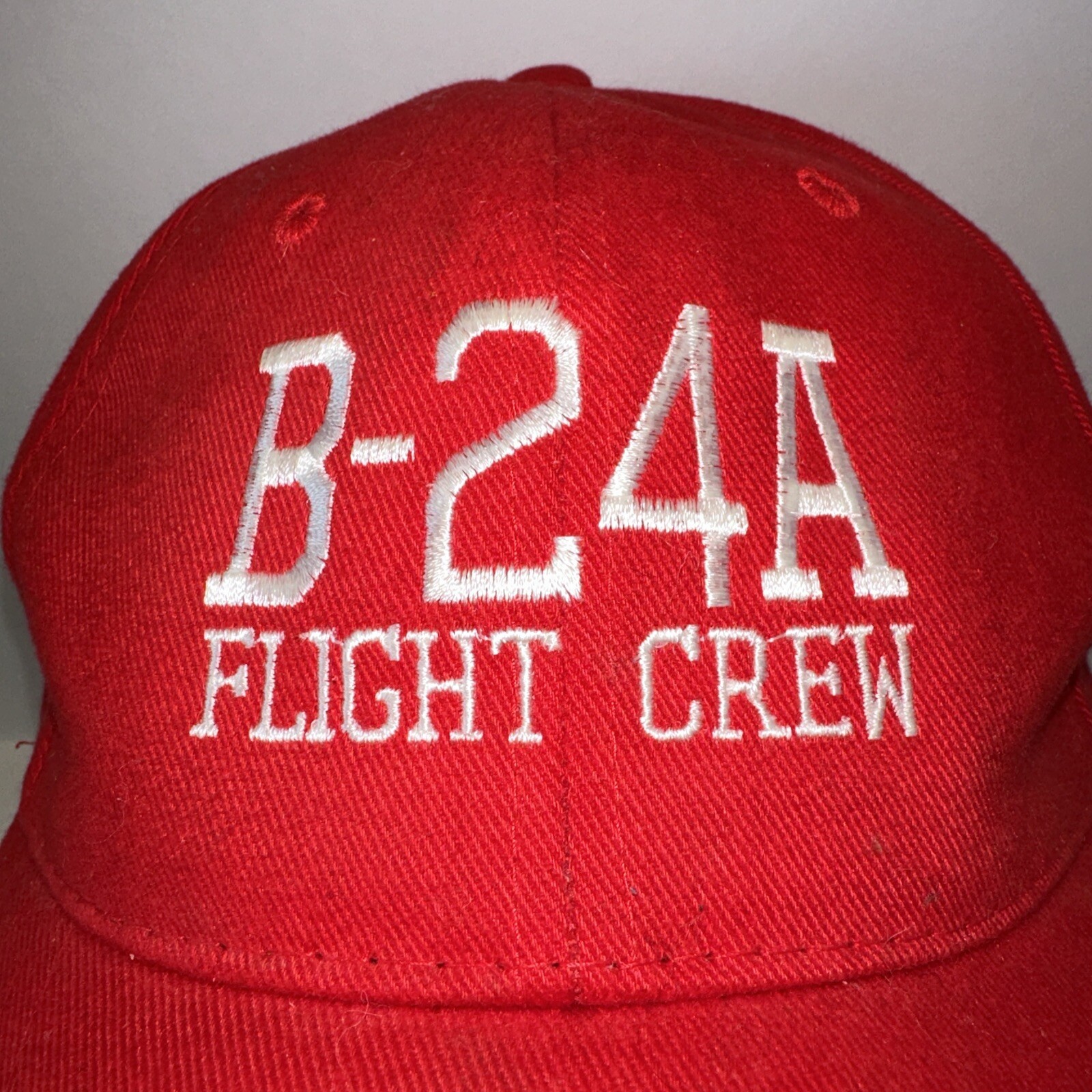 B-24A Flight Crew Red Hat Cap Hook Loop 01-927 Flag above Strap