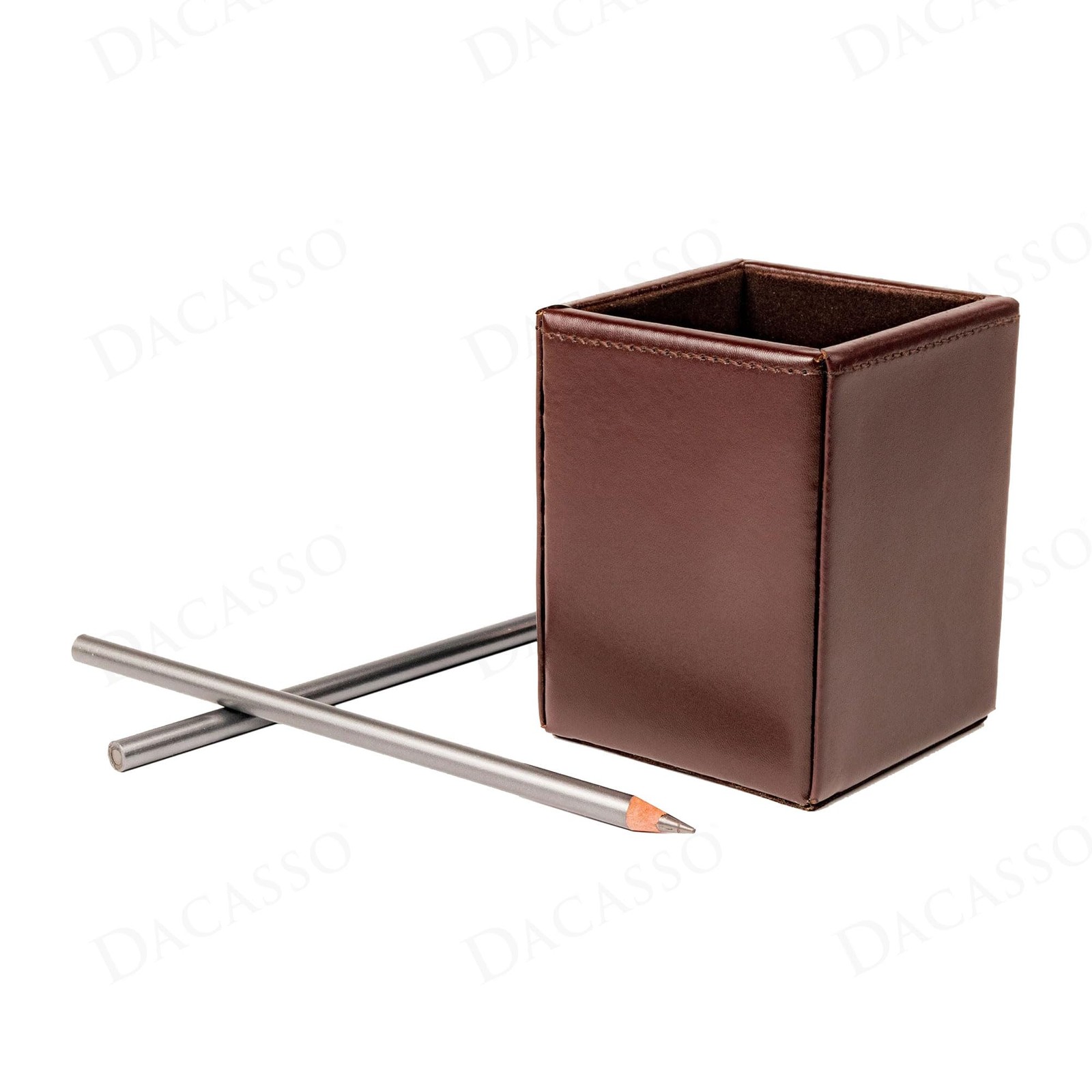 Dacasso Dark Brown Bonded Leather Pencil Cup 3.00 X X 4.00