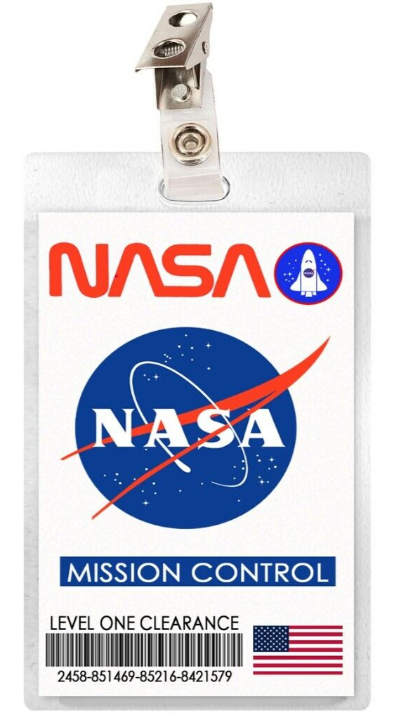 NASA Mission Control ID Badge Card Cosplay Costume Name Tag Halloween Laminate