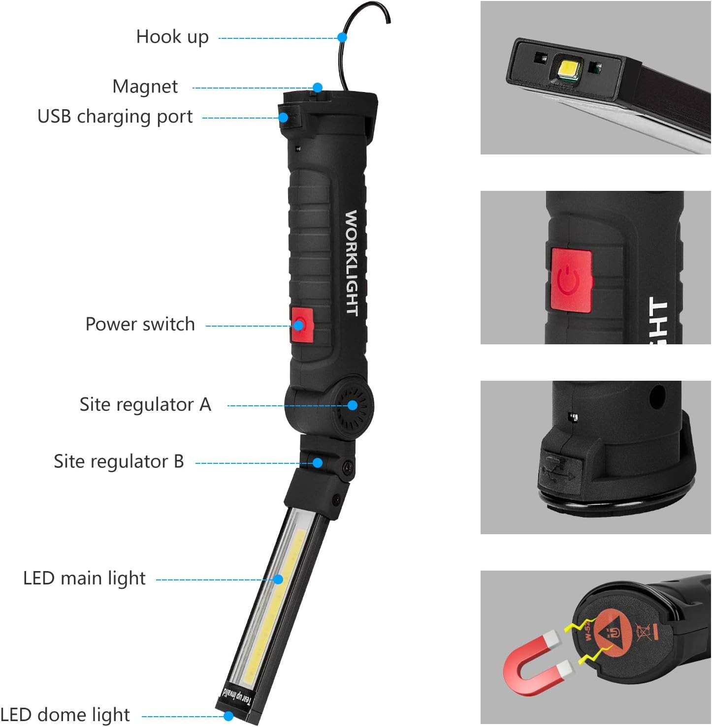 Tool Gifts for Men 2 Pack Rechargeable LED Work Lights Magnetic Base