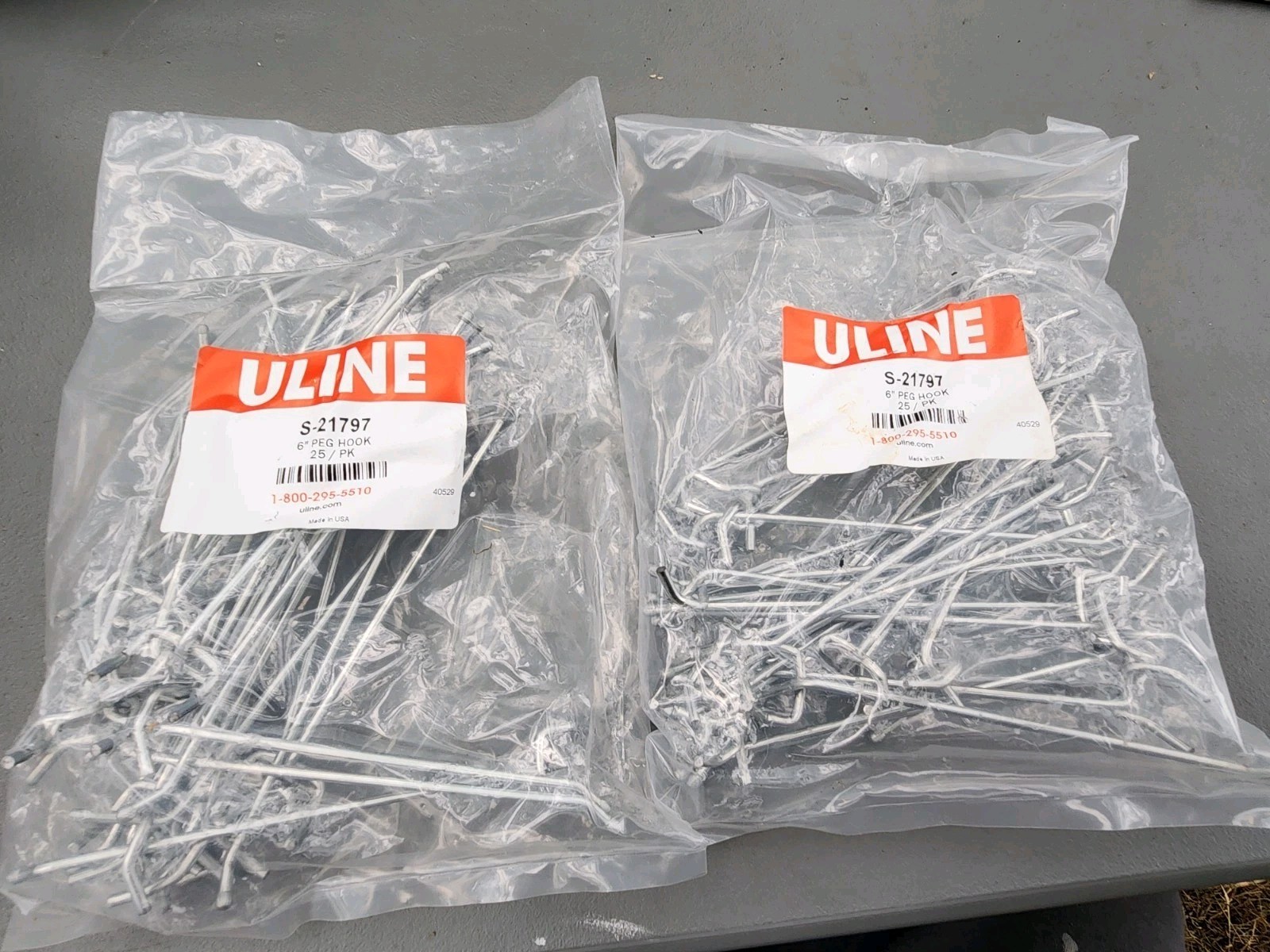 (50 Pcs) Uline Peg Hooks for Gondola - 6", S-21797