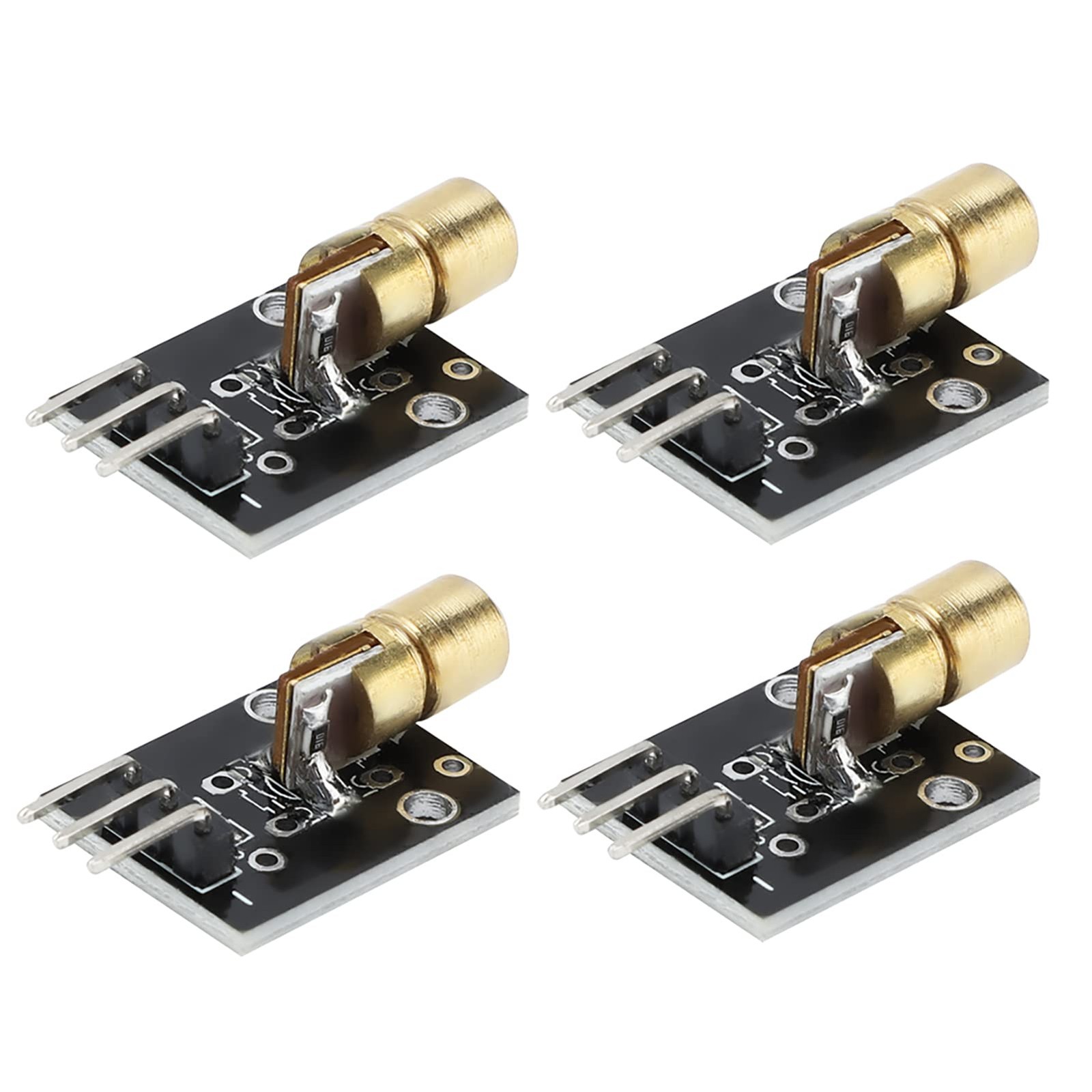 4 Pcs 3 Pin 650nm Red Transmitter Module Dot Diode Copper Head Sensor Module ...