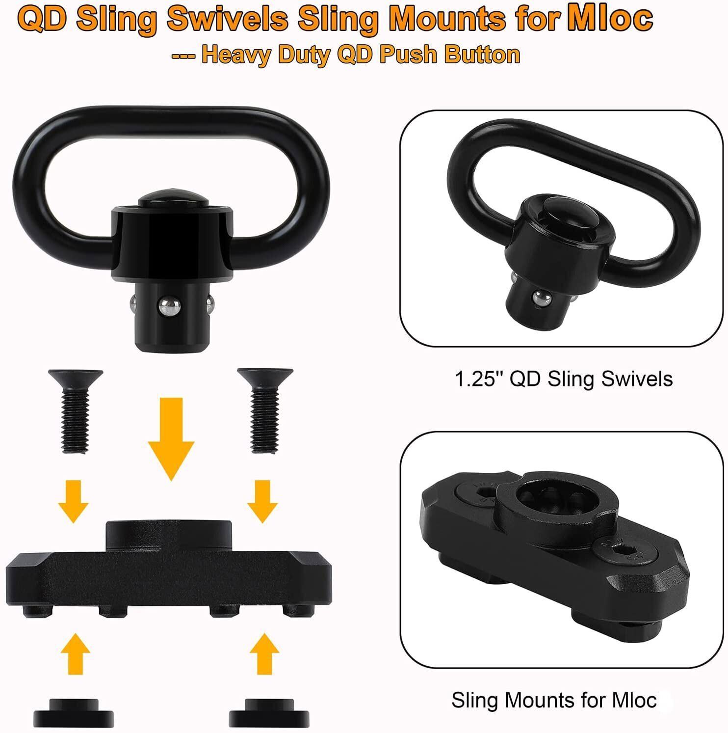 2/4Pcs M-LOK MLOK Quick Release Sling Mount Push Button QD Sling Swivel Adaptor
