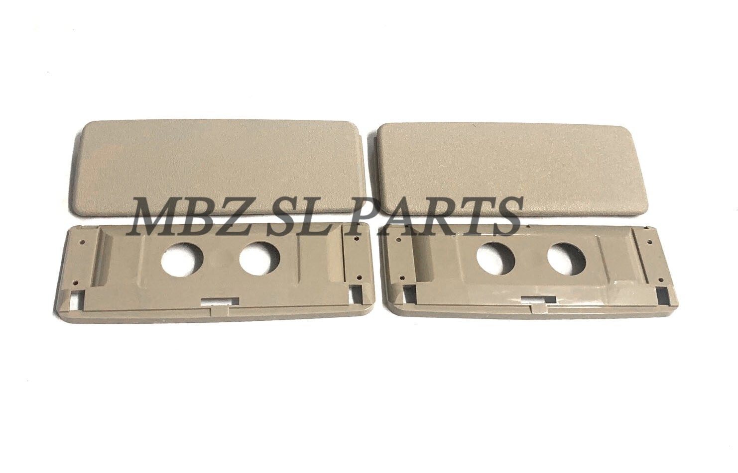 2 BEIGE SUN VISOR MIRROR TRAY VANITY MercedesR129 SL500 SL320 SL600 500SL 300SL