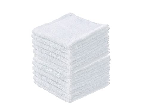 Superio Terry Towel White Facial Washcloths 100% Cotton 12" (12)