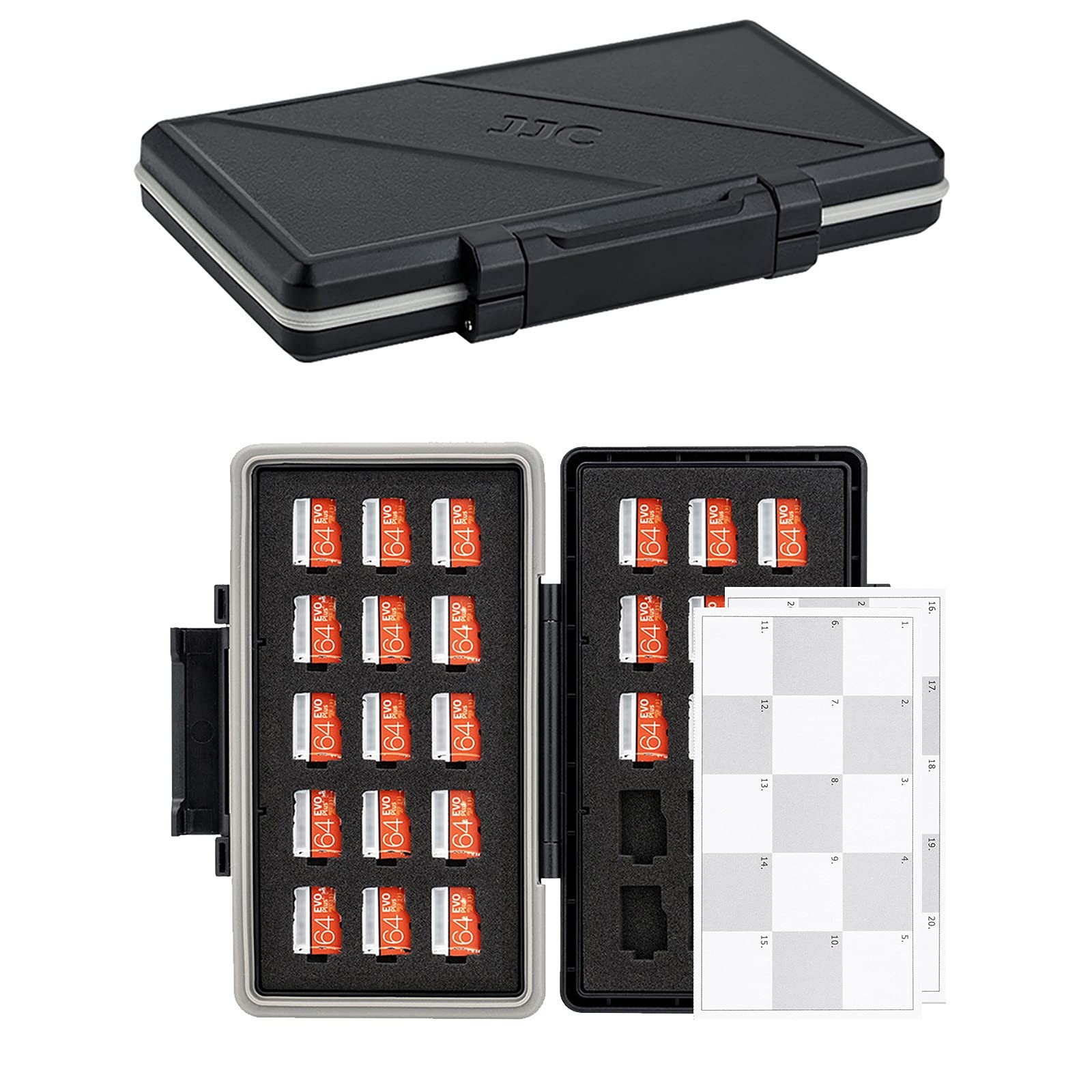 30 Slots Micro SD Card Case with Index Label, Water For 30x TF, Black
