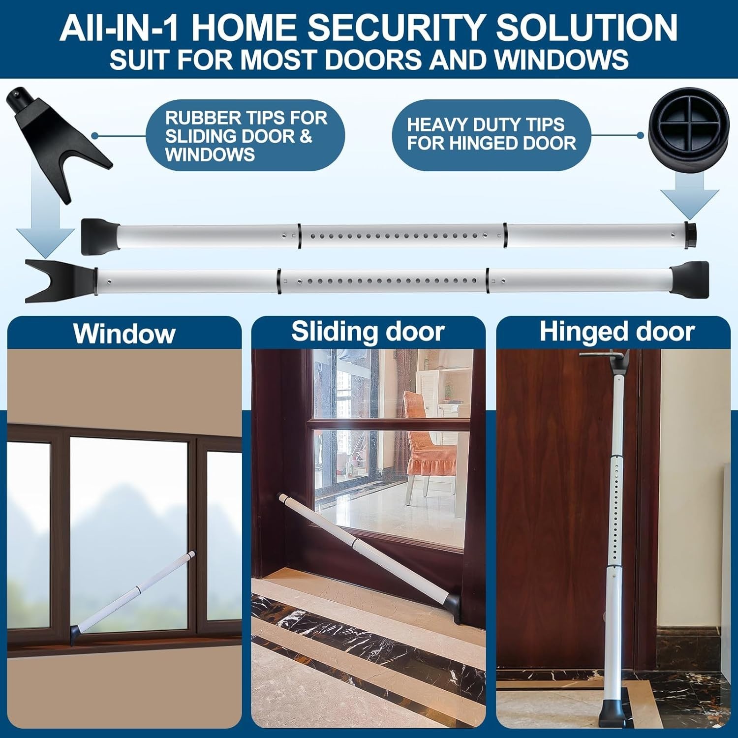 Heavy-Duty Door Lock Bar - 400 lbs Strength, 2 Pack Security Solution