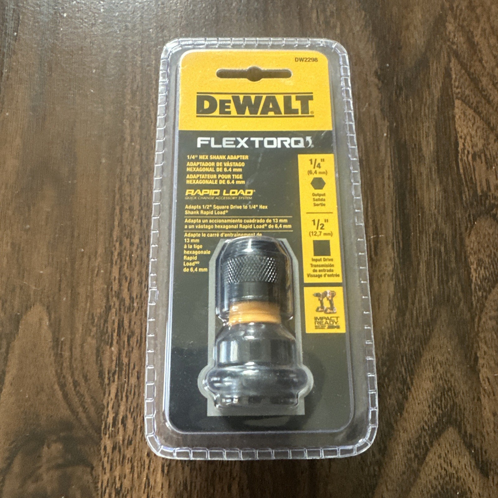 Impact Ready 1/2 Square To 1/4 In. Rapid Load Socket Adapter - DW2298
