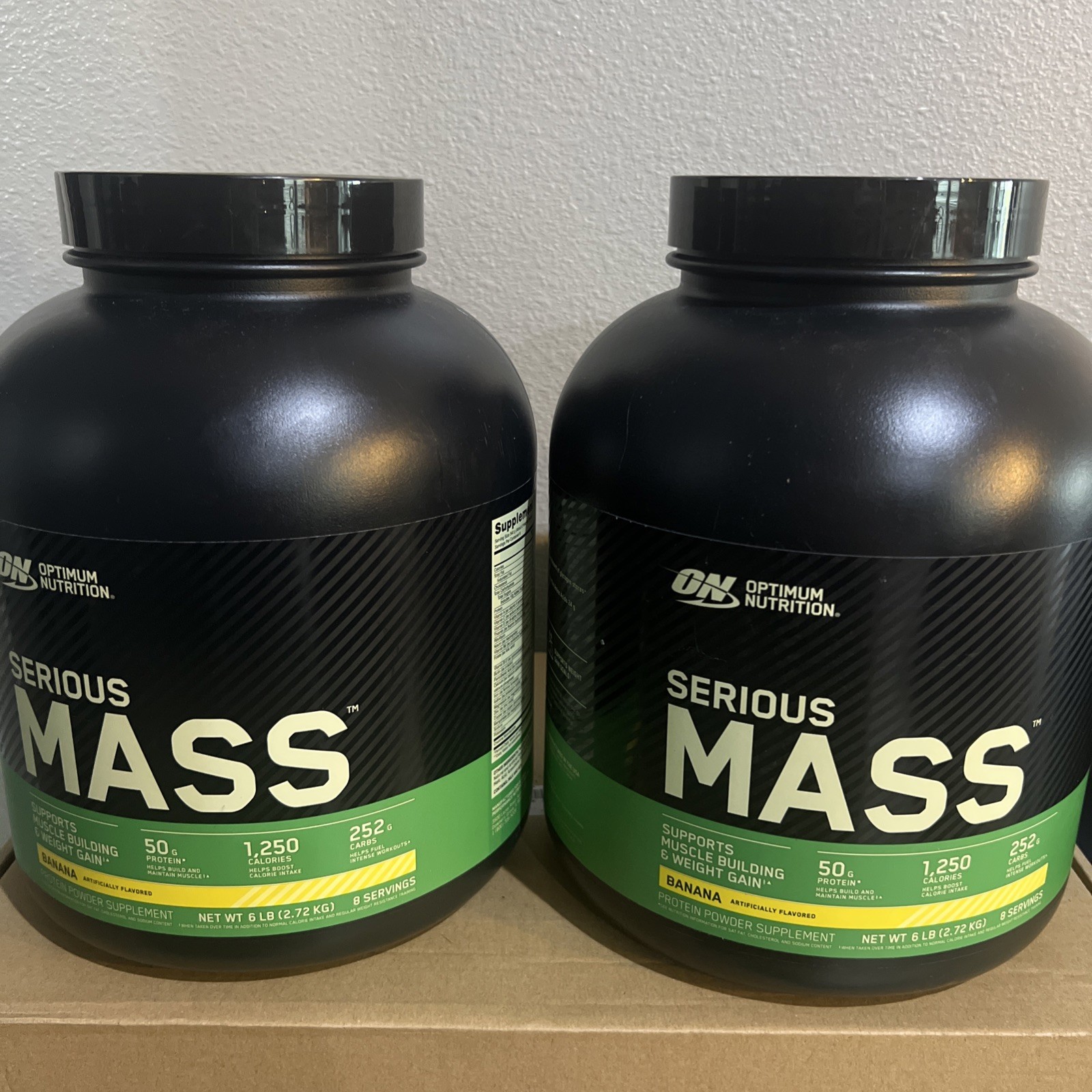 2 Optimum Nutrition Serious Mass Weight Gainer Protein Powder Banana Flavor. 6lb