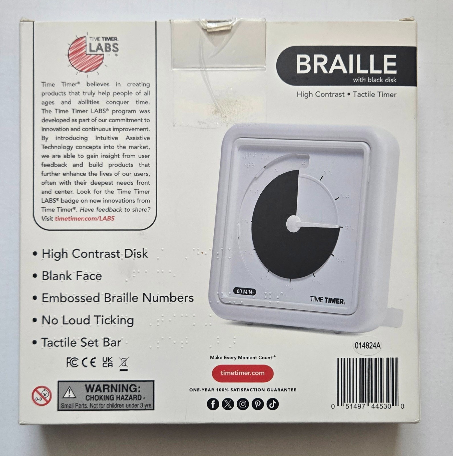 Time Timer 8"(Medium) Braille with black disk