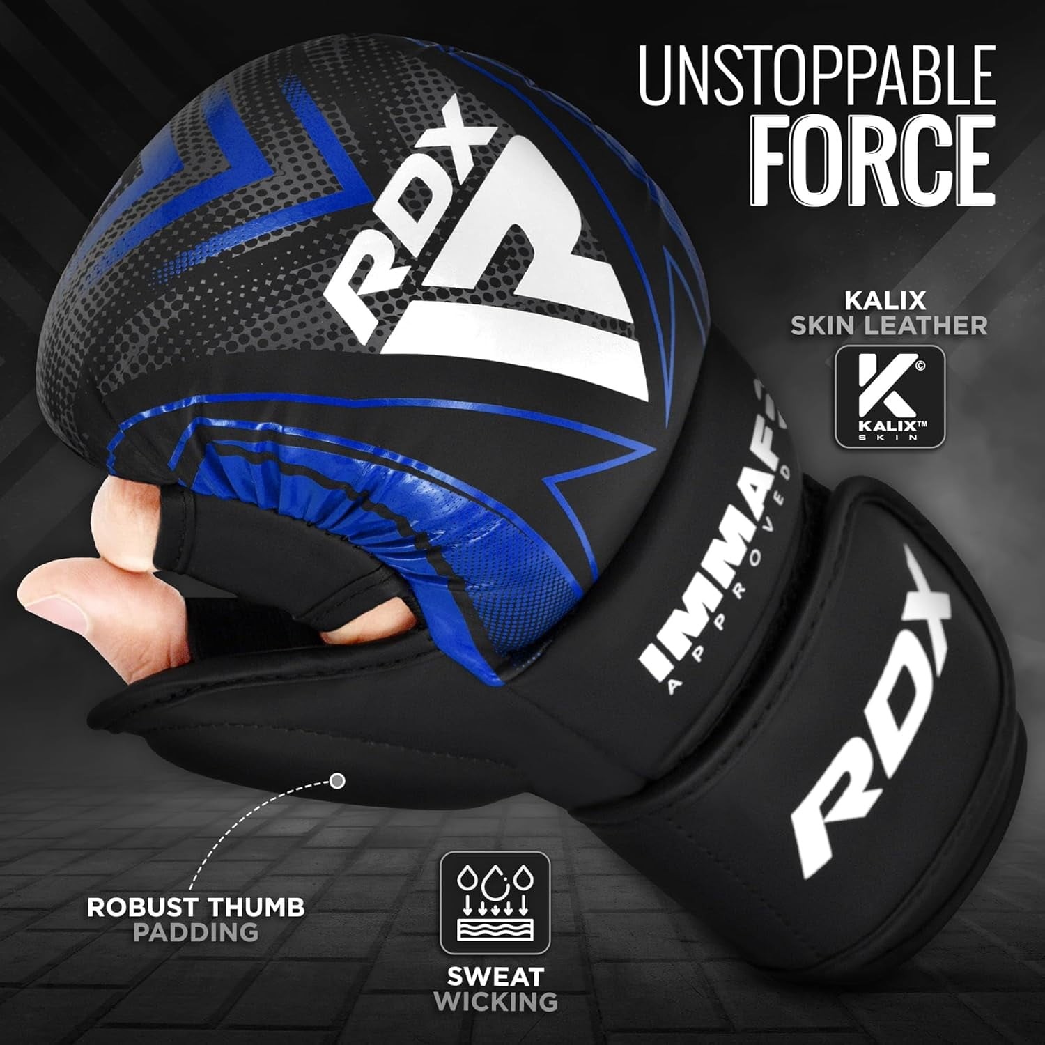 RDX IMMAF Approved Sparring Grappling Gloves Ventilated Open Palm MMA Gloves
