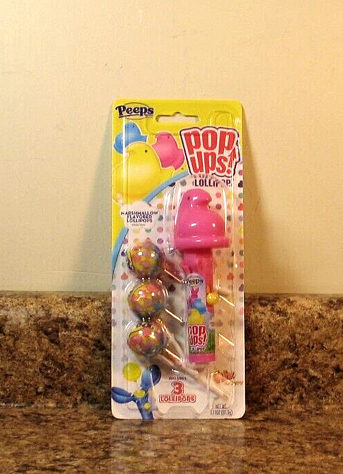Peeps Pink Chick Easter Pop Ups Lollipop  With 3 Chupa Chups Flix Candy