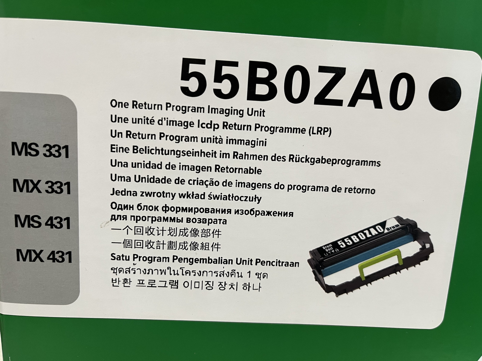 Genuine Lexmark 55B0ZA0 Return Program Imaging Unit MS331 MS431 MX431 – Open Box