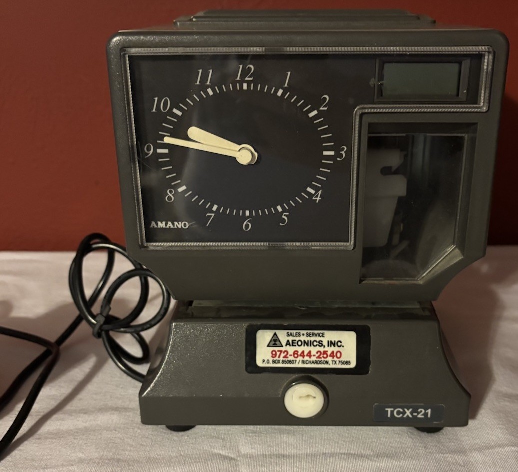 Amano TCX-21 Time Clock for Small Business Employees Made In USA Analog WORKS