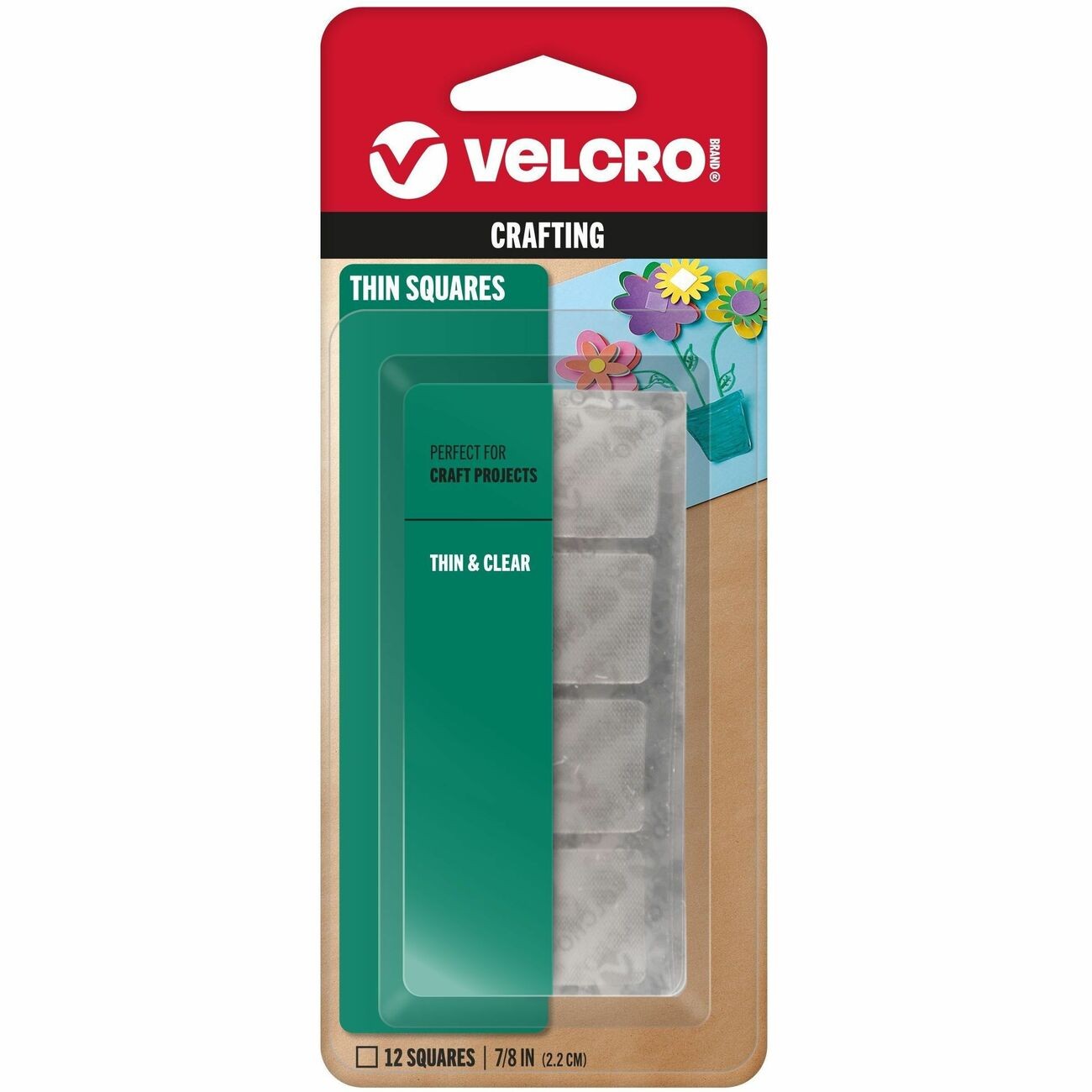 Velcro 91330 Hook Loop Fastener Squares 0.88" Clear 12 Pack