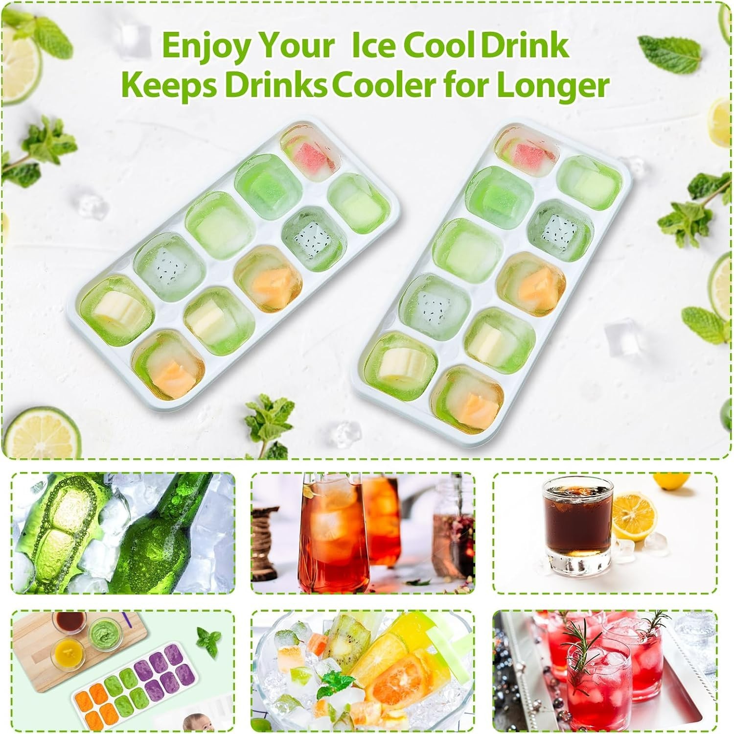 Elegant Stackable Ice Cube Trays with Spill-Resistant Lids - Dishwasher Safe