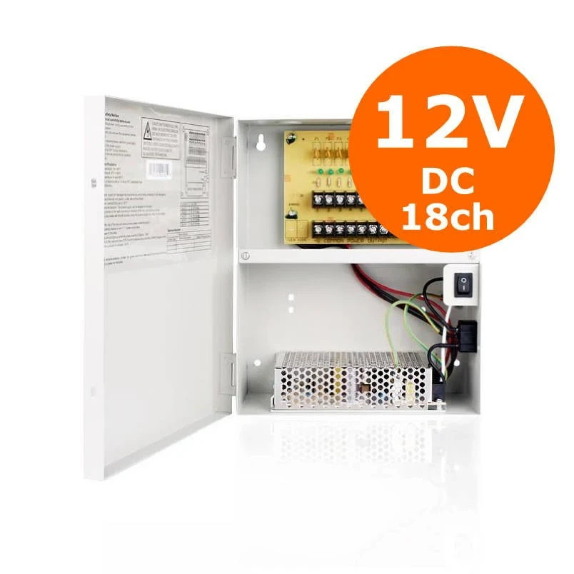 AT1215A-D18 12V DC 18-Port 18Amp UL list CCTV Distributed Power Box Fused