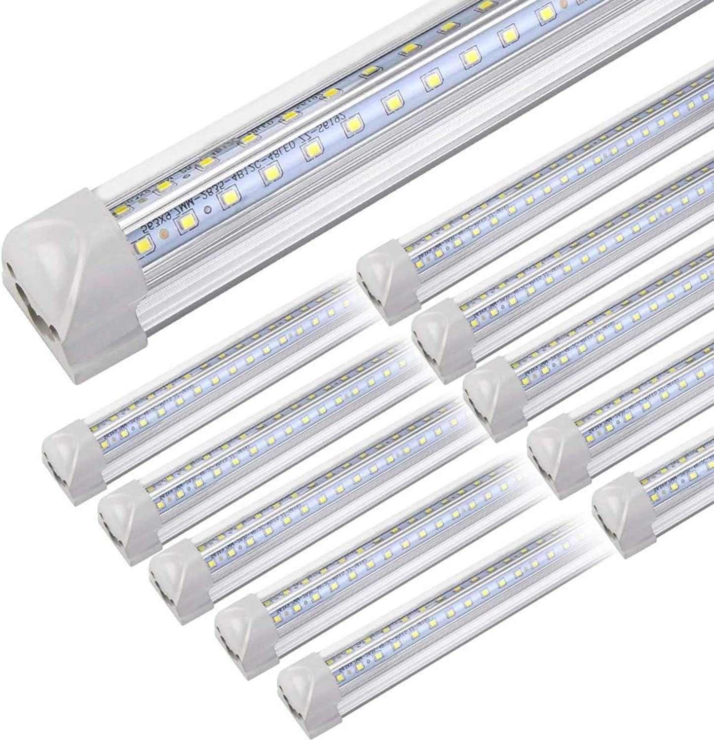 10Pack 4FT LED Shop Light - 50W 8000LM 6500K Linkable Clear Cover T8 LED Tube Li