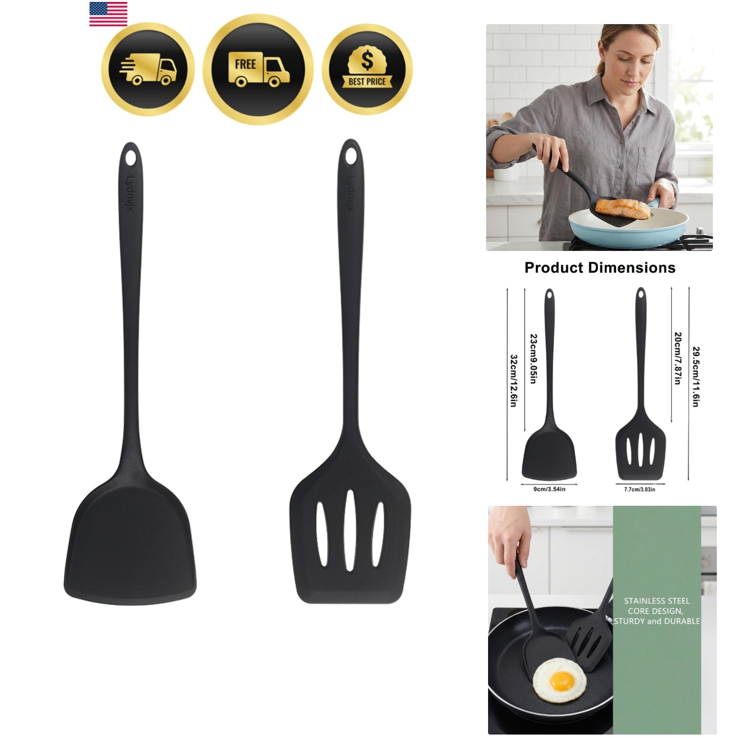 2 Pcs Silicone Spatula,Food Grade Rubber Spatula, Spatulas Silicone Heat Resi...