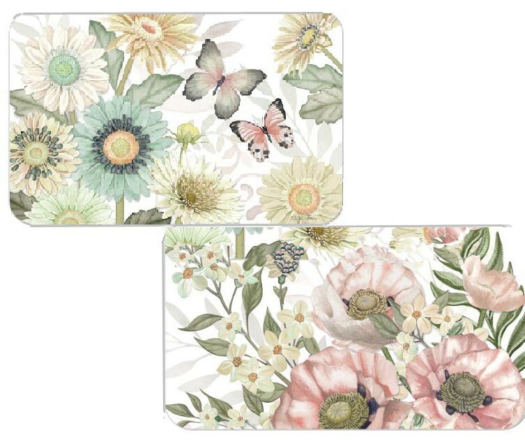 New Set of 4 Cozy Pastel Colors Reversible Plastic Placemats Boho Butterfly