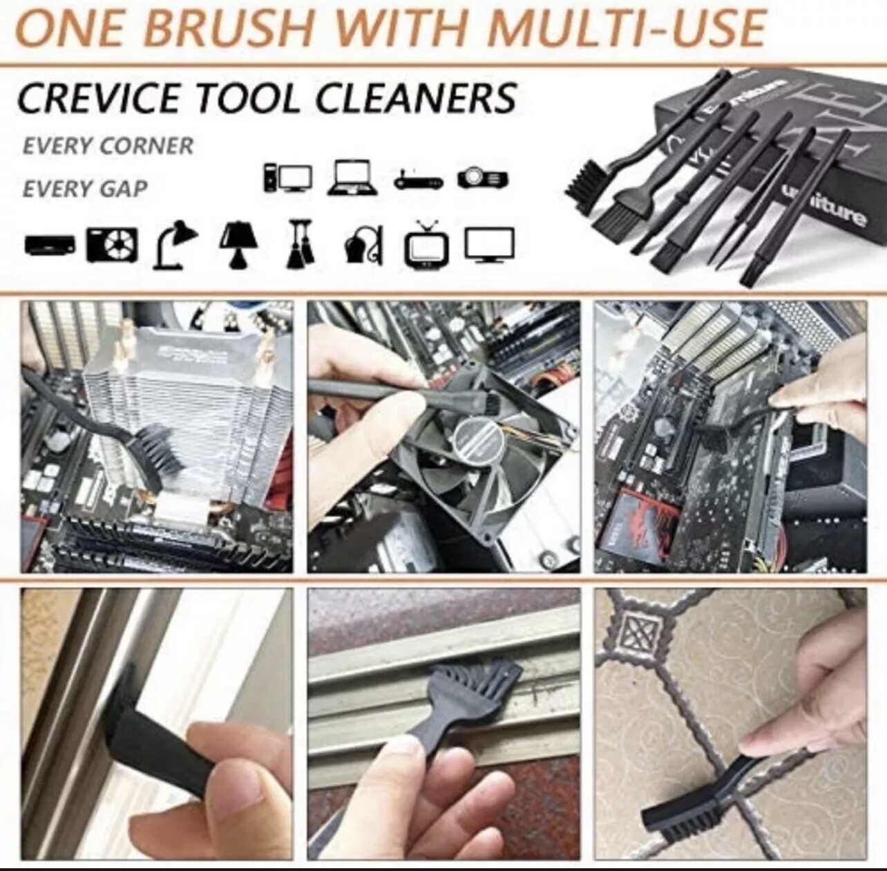 6pc/set Brush ESD BGA Rework PC PCB Motherboard logic board Dust Cleaning Tools
