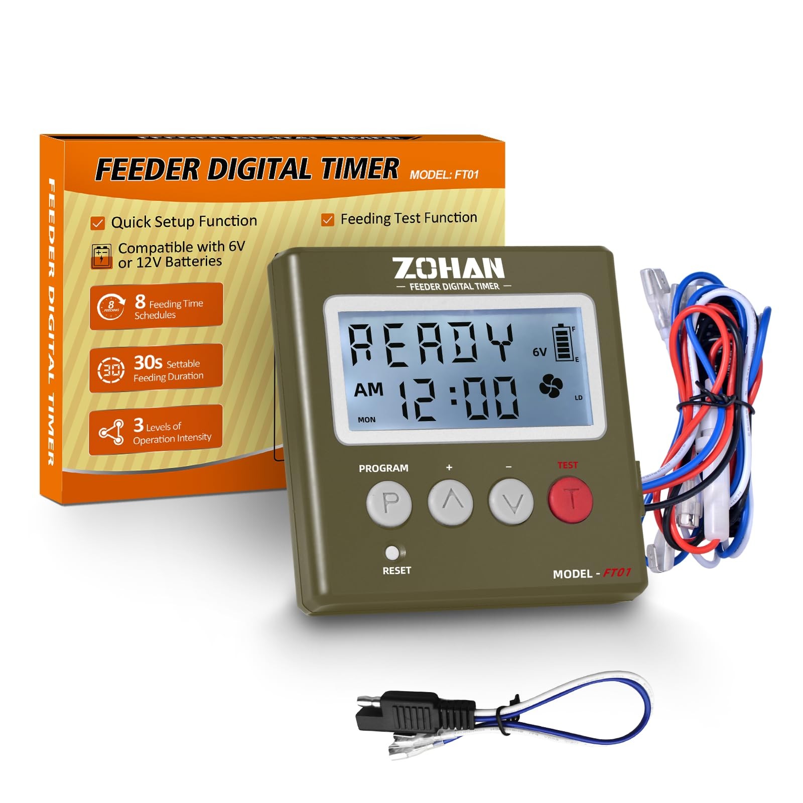 ZOHAN FT01 Deer Feeder Timer - Universal 6V/12V 24h Automatic AMY GREEN