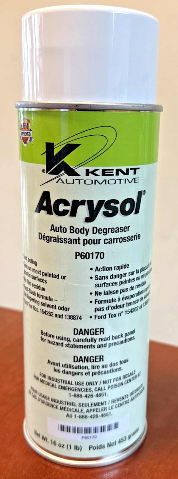 Kent Automotive Acrysol P60170 Auto Body Degreaser – 16 oz (453 g) Aerosol