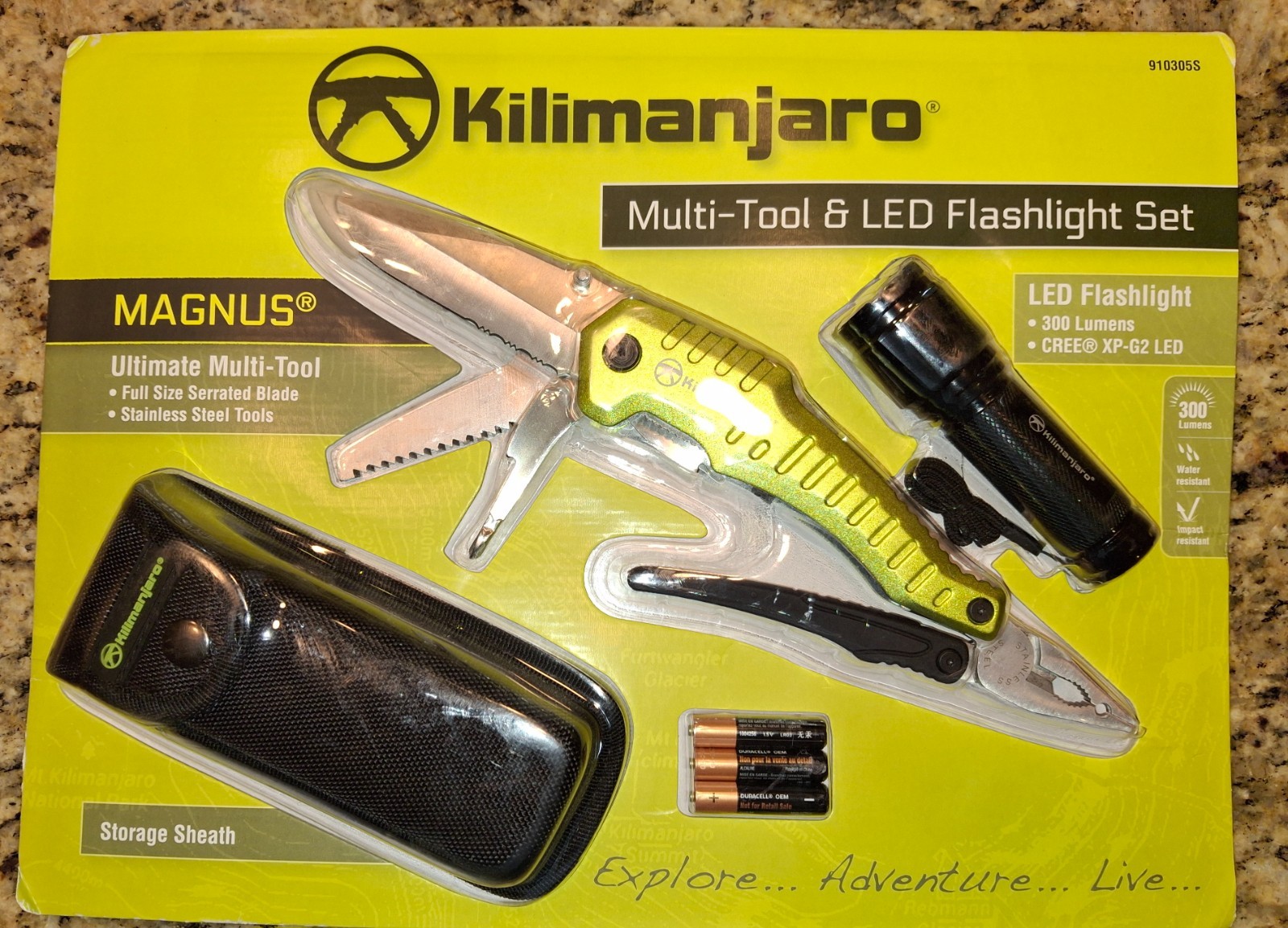 Kilimanjaro Magnus Multi Tool & 300 Lumen LED Flashlight Set w/ Sheath New