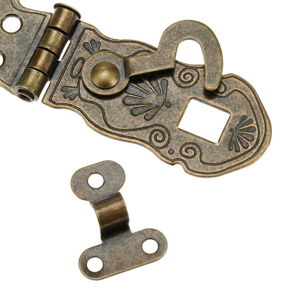 Tiazza 2Pcs Vintage Style Notebook Hasp 90 Degree Hardware Bronze Tone