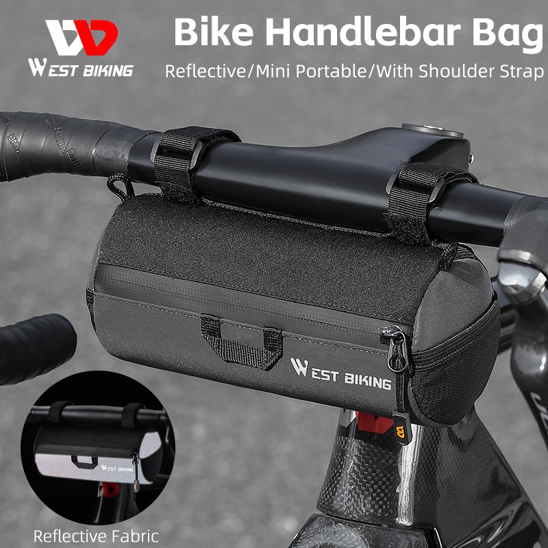 Bicycle Handlebar Mountain Road Bike Storage Bag Reflective with Shoulder Strap
