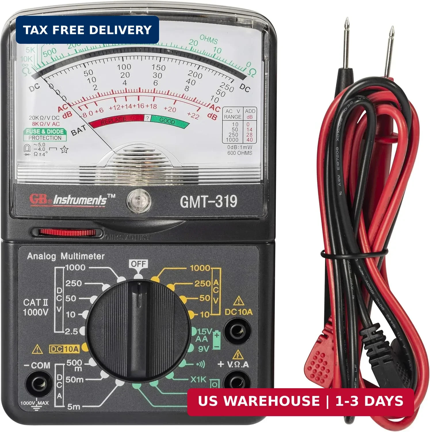 Gardner Bender GMT-319 Multimeter Tester, RJ-45 & RJ-11, 7 Function / 19 Range 1