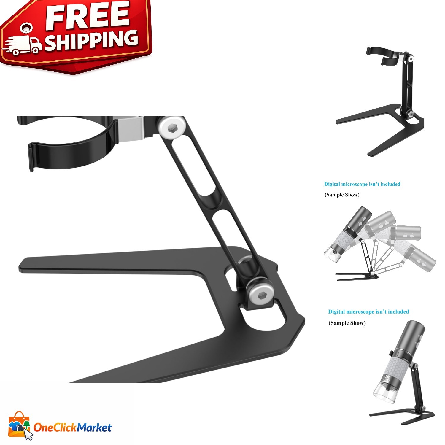 U-Shaped Stable Stand for USB & WiFi Microscopes – Lightweight Aluminum Design